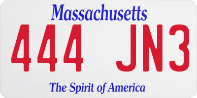 MA license plate 444JN3