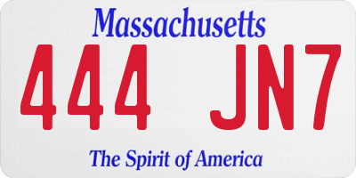MA license plate 444JN7