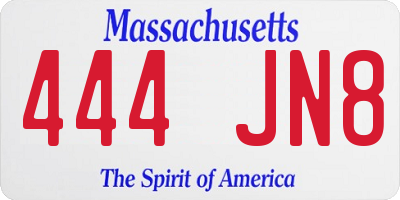 MA license plate 444JN8