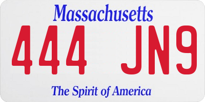 MA license plate 444JN9