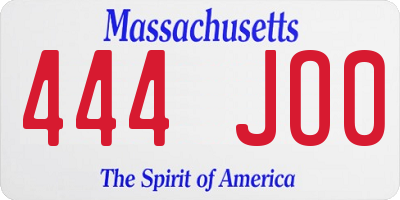 MA license plate 444JO0