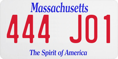 MA license plate 444JO1
