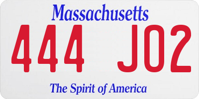 MA license plate 444JO2