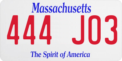 MA license plate 444JO3