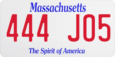 MA license plate 444JO5