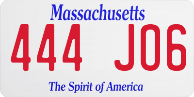 MA license plate 444JO6