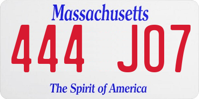 MA license plate 444JO7