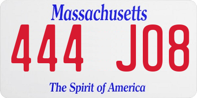 MA license plate 444JO8