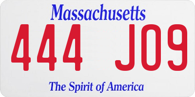 MA license plate 444JO9