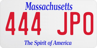 MA license plate 444JP0