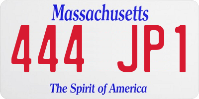 MA license plate 444JP1
