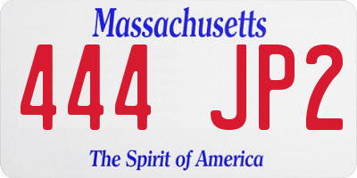 MA license plate 444JP2