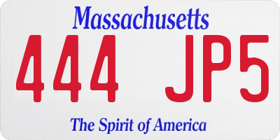 MA license plate 444JP5