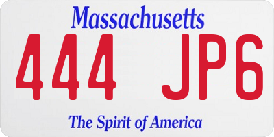 MA license plate 444JP6