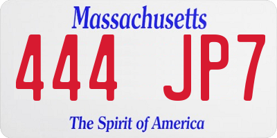 MA license plate 444JP7