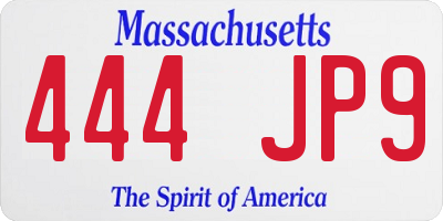 MA license plate 444JP9