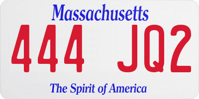 MA license plate 444JQ2