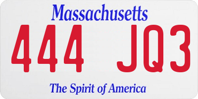 MA license plate 444JQ3