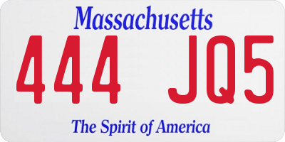 MA license plate 444JQ5