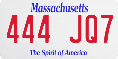 MA license plate 444JQ7