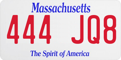 MA license plate 444JQ8
