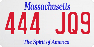 MA license plate 444JQ9