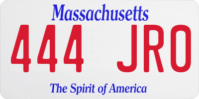 MA license plate 444JR0