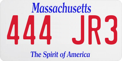 MA license plate 444JR3