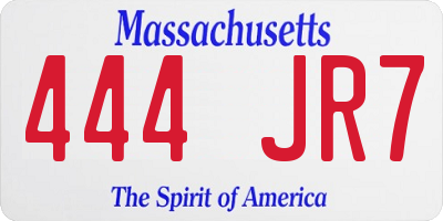 MA license plate 444JR7