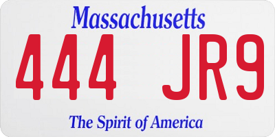 MA license plate 444JR9