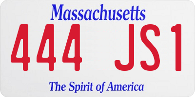 MA license plate 444JS1