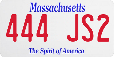 MA license plate 444JS2
