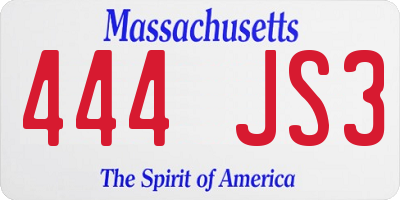 MA license plate 444JS3