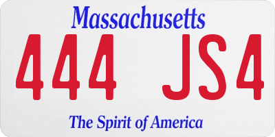 MA license plate 444JS4