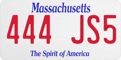 MA license plate 444JS5