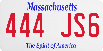 MA license plate 444JS6