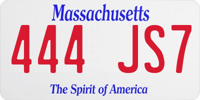 MA license plate 444JS7