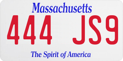 MA license plate 444JS9