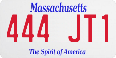 MA license plate 444JT1
