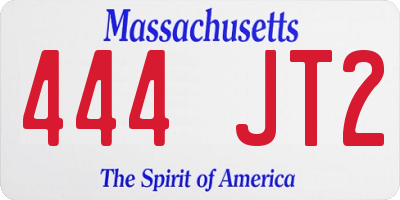 MA license plate 444JT2