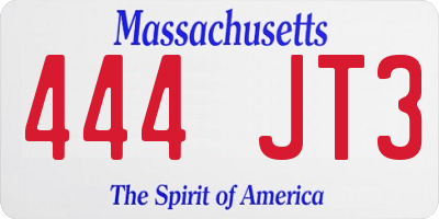 MA license plate 444JT3