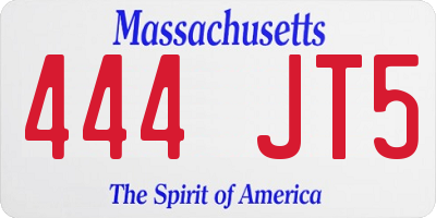MA license plate 444JT5