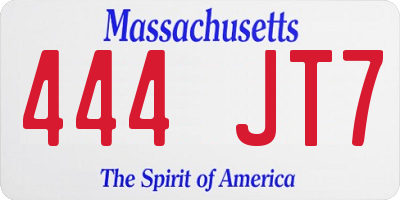 MA license plate 444JT7