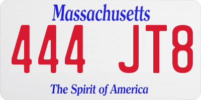 MA license plate 444JT8