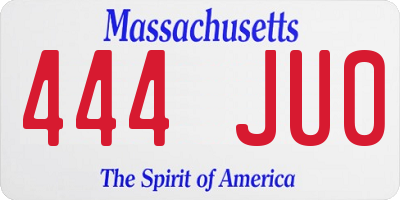MA license plate 444JU0