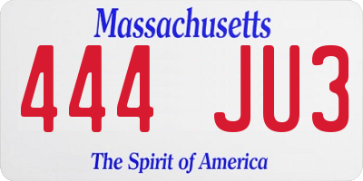 MA license plate 444JU3