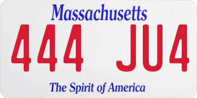 MA license plate 444JU4