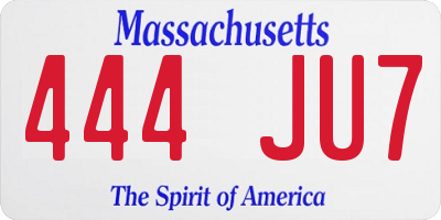 MA license plate 444JU7