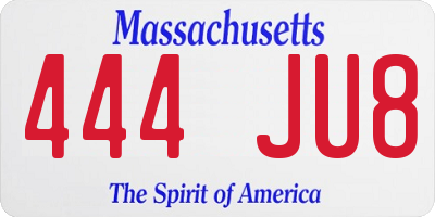 MA license plate 444JU8