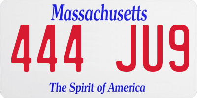MA license plate 444JU9